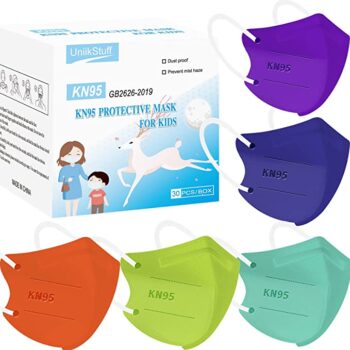 Face Mask : KN95 Protective Masks- Five Layer with Adjustable Nose Clip- Individually Wrapped-Disposable- Pediatric- pk/30