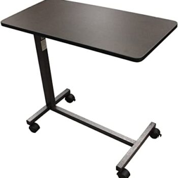 Over Bed Table - Non-Tilt- 15" x 30" Table Top- Adjustable Height 28" - 45" Silver: Drive Medical