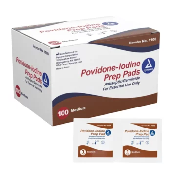 Povidone Iodine Prep Pads :Medium (100/Pk) Sterile : Dynarex