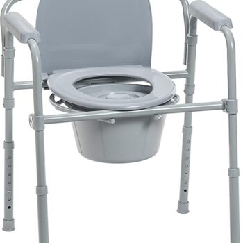 Commode : Folding Frame Steel Commode with Deep Seat & Plastic Armrest : Drive Medical