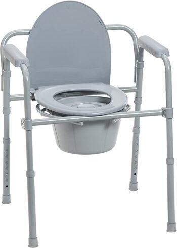 Commode : Folding Frame Steel Commode with Deep Seat & Plastic Armrest : Drive Medical