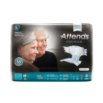 Adult Diapers : Breathable Briefs - White- Medium 32" to 44" Waist 14pcs/pk Overnight Protection : Attends