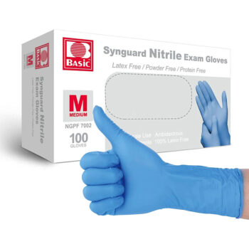 Gloves: Powder-Free Blue Nitrile Exam Textured Disposable - Glove (50prs/box) - Medium: Kingfa Medical Synguard
