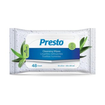 Wipes : Personal  Cleansing with Aloe - 12" x 8" - 48pcs/pk : Presto