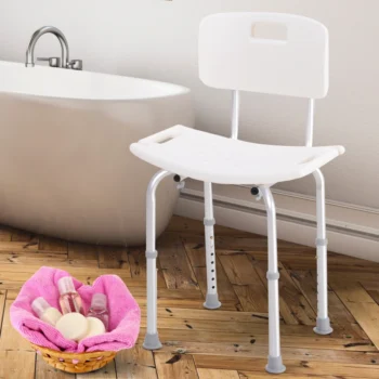 Bath Bench : With Back - Tool Free Design - 200 lbs Weight Capacity